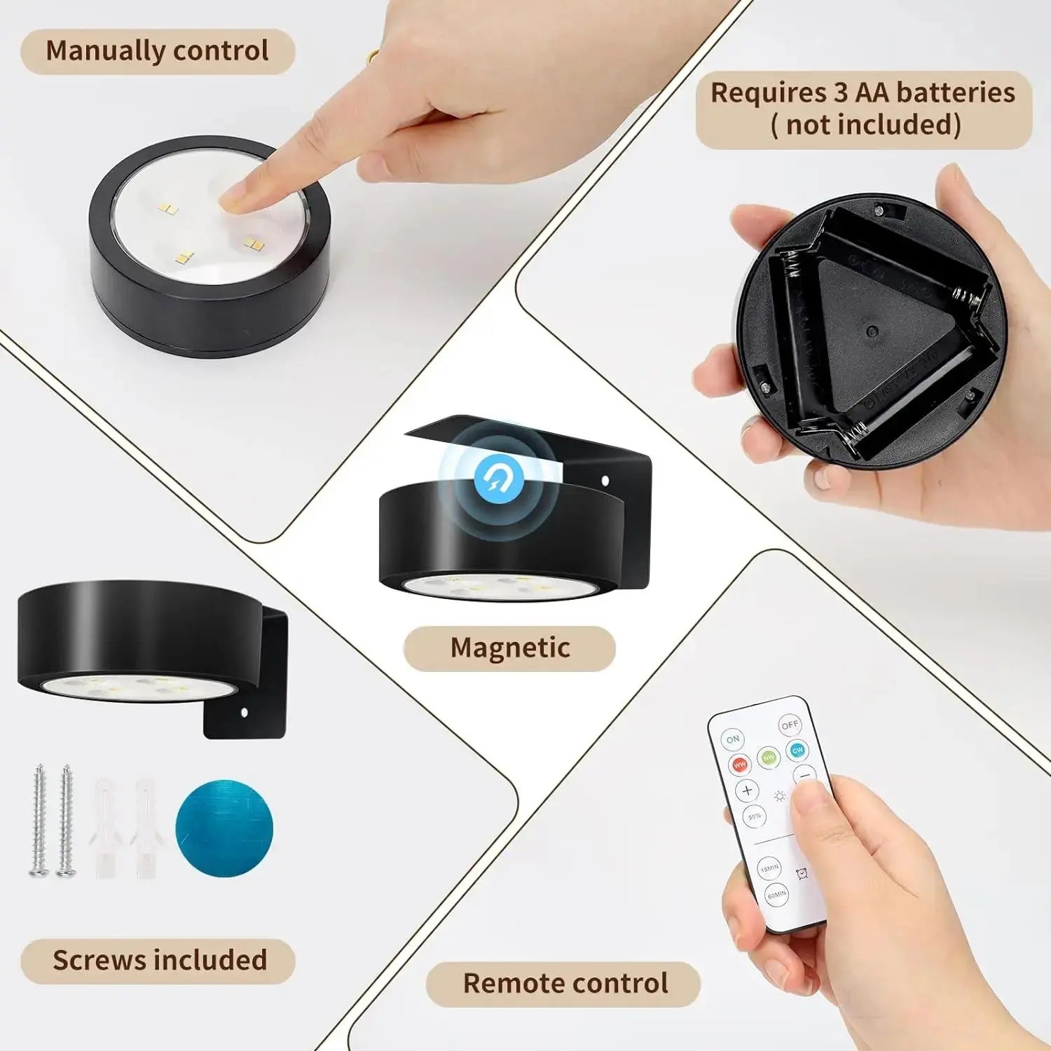 Battery-Operated Magnetic Picture Light, Wireless Wall-Mounted Lamp, Decorative Light, Indoor Wall Light with Remote Control and 3 Lighting Modes for Home Decor #GLOBAL PICKS